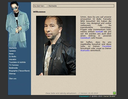 Die DJ BoBo Fanseite NRW im vorherigen Design (2010–2026)